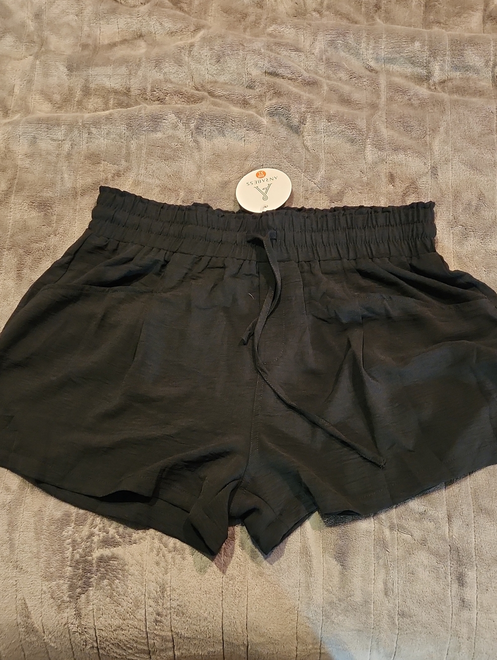 NWT Womens Black Anrabess Elastic Waist Pull-On Shorts, Size Xl